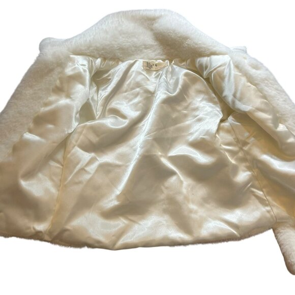 LIlax Girls 7 white Faux Fur Jacket coat formal open front teddy chunky soft - Picture 3 of 6